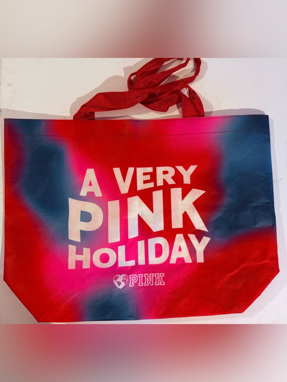Victoria's Secret PINK Red and Blue Ombre Holiday Tote